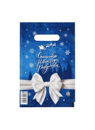 Сине-белый подарочный новогодний пакет с вырубной ручкой (20х30 см) - Сима-Ленд - купить с доставкой в Нижнекамске
