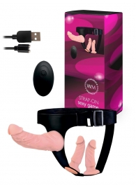 Женский страпон с 3 насадками и вибрацией - Erowoman-Eroman - купить с доставкой в Нижнекамске