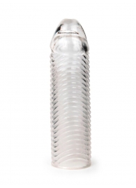 Прозрачная закрытая насадка на пенис с ребрышками - 16 см. - Sex Expert - в Нижнекамске купить с доставкой