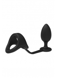 Черное эрекционное кольцо с анальной пробкой Cockstrap With Anal Plug - Dream Toys - в Нижнекамске купить с доставкой