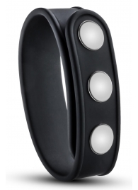 Черное эрекционное кольцо на кнопках - Blush Novelties - в Нижнекамске купить с доставкой