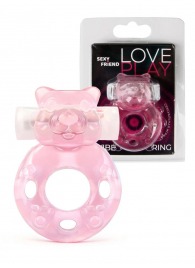 Розовое эрекционное виброкольцо в форме мишки - 1137 - в Нижнекамске купить с доставкой