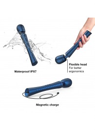 Синий вибромассажёр с насадками Man.wand Edgy - Manwan - в Нижнекамске купить с доставкой