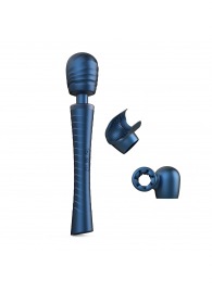 Синий вибромассажёр с насадками Man.wand Edgy - Manwan - в Нижнекамске купить с доставкой
