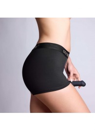 Черные трусики-боксеры для фиксации насадок Strap-on-me Harness Lingerie Allure - size XS - Strap-on-me - купить с доставкой в Нижнекамске