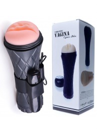 Телесный мастурбатор-вагина в черной колбе с вибрацией - Boys of Toys - в Нижнекамске купить с доставкой