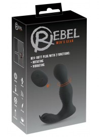Черная анальная пробка с вибрацией, вращением и пультом ДУ RC Butt Plug with 2 Functions - Orion - в Нижнекамске купить с доставкой