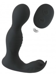 Черная анальная пробка с вибрацией, вращением и пультом ДУ RC Butt Plug with 2 Functions - Orion - в Нижнекамске купить с доставкой