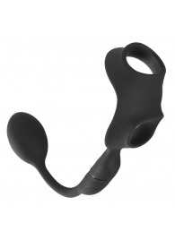 Черное виброкольцо с анальной пробкой Cock Ring with RC Butt Plug - Orion - в Нижнекамске купить с доставкой