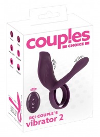 Фиолетовая насадка на член с клиторальным отростком и пультом ДУ RC Couple’s Vibrator 2 - Orion - в Нижнекамске купить с доставкой
