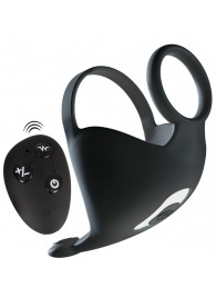 Черная вибронасадка для эрекции и стимуляции мошонки Cock ring with RC ball massager - Orion - в Нижнекамске купить с доставкой