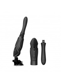 Черная секс-машина с функцией нагрева, насадками и присоской Sesh - Zalo - купить с доставкой в Нижнекамске