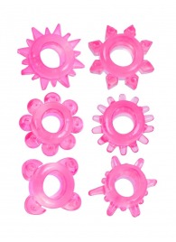 Набор из 6 розовых эрекционных колец с различным рельефом - Erowoman-Eroman - в Нижнекамске купить с доставкой