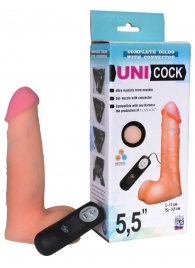 Фаллическая насадка Харнесс UNICOCK 5,5  с вибрацией - 17 см. - LOVETOY (А-Полимер) - купить с доставкой в Нижнекамске