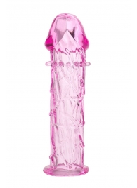 Гладкая розовая насадка с усиками под головкой - 12,5 см. - Toyfa Basic - в Нижнекамске купить с доставкой