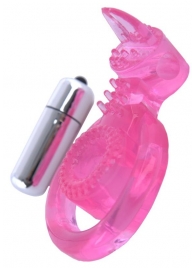 Розовая вибронасадка со стимулятор клитора   Язычок - Toyfa Basic - в Нижнекамске купить с доставкой