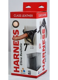 Насадка-фаллоимитатор на кожаных трусиках Harness Ultra Realistic 7  - 18 см. - LOVETOY (А-Полимер) - купить с доставкой в Нижнекамске