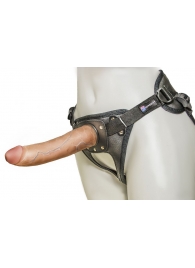 Насадка-фаллоимитатор на кожаных трусиках Harness Ultra Realistic 7  - 18 см. - LOVETOY (А-Полимер) - купить с доставкой в Нижнекамске