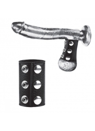 Чёрная утяжка на кнопках 100% PVC STRAP WITH METAL SNAP - BlueLine - купить с доставкой в Нижнекамске