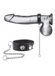 Утяжка на пенис с поводком Snap Cock Ring With 12  Leash - BlueLine - купить с доставкой в Нижнекамске