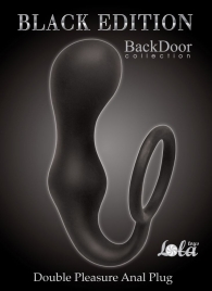 Чёрное эрекционное кольцо с анальной пробкой Double Pleasure Anal Plug - Lola Games - в Нижнекамске купить с доставкой