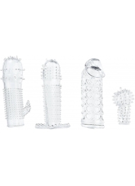Набор из 4 насадок на член Pleasured Penis Enhancement Sleeve 4 Pack - XR Brands - в Нижнекамске купить с доставкой