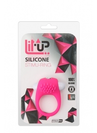 Розовое эрекционное кольцо с щеточкой LIT-UP SILICONE STIMU RING 5 - Dream Toys - в Нижнекамске купить с доставкой