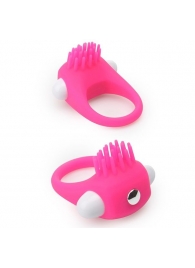 Розовое эрекционное кольцо с щеточкой LIT-UP SILICONE STIMU RING 5 - Dream Toys - в Нижнекамске купить с доставкой