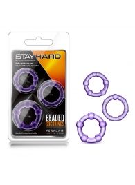 Набор из 3 фиолетовых эрекционных колец Stay Hard Beaded Cockrings - Blush Novelties - в Нижнекамске купить с доставкой