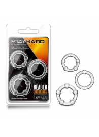 Набор из 3 прозрачных эрекционных колец Stay Hard Beaded Cockrings - Blush Novelties - в Нижнекамске купить с доставкой