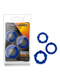 Набор из 3 синих эрекционных колец Stay Hard Beaded Cockrings - Blush Novelties - в Нижнекамске купить с доставкой
