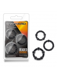 Набор из 3 чёрных эрекционных колец Stay Hard Beaded Cockrings - Blush Novelties - в Нижнекамске купить с доставкой