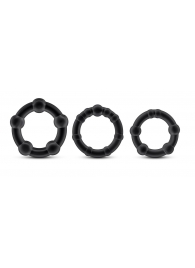 Набор из 3 чёрных эрекционных колец Stay Hard Beaded Cockrings - Blush Novelties - в Нижнекамске купить с доставкой