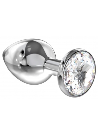 Большая серебристая анальная пробка Diamond Clear Sparkle Large с прозрачным кристаллом - 8 см. - Lola Games - купить с доставкой в Нижнекамске