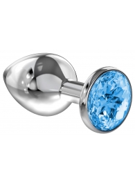 Большая серебристая анальная пробка Diamond Light blue Sparkle Large с голубым кристаллом - 8 см. - Lola Games - купить с доставкой в Нижнекамске