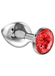 Большая серебристая анальная пробка Diamond Red Sparkle Large с красным кристаллом - 8 см. - Lola Games - купить с доставкой в Нижнекамске