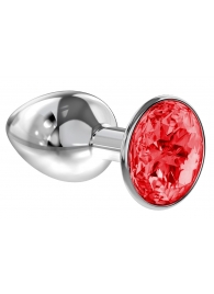 Малая серебристая анальная пробка Diamond Red Sparkle Small с красным кристаллом - 7 см. - Lola Games - купить с доставкой в Нижнекамске