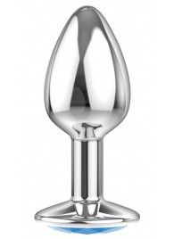 Малая серебристая анальная пробка Diamond Light blue Sparkle Small с голубым кристаллом - 7 см. - Lola Games - купить с доставкой в Нижнекамске