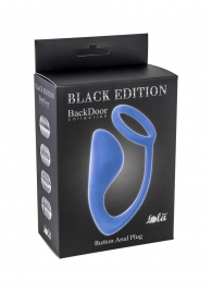 Синее эрекционное кольцо с анальной пробкой Button Anal Plug - Lola Games - в Нижнекамске купить с доставкой
