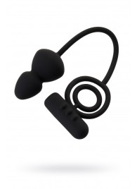 Чёрное эрекционное кольцо с вибростимулятором и анальным хвостом - Erotist Adult Toys - в Нижнекамске купить с доставкой