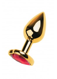 Золотистая анальная пробка с кристаллом-сердцем - 7,5 см. - ToyFa - купить с доставкой в Нижнекамске