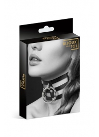 Чёрный тройной чокер с большим кольцом - Bijoux Pour Toi - купить с доставкой в Нижнекамске