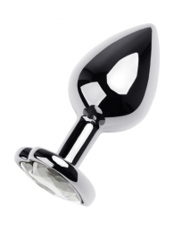 Серебристая анальная пробка с прозрачным кристаллом-сердцем - 8 см. - ToyFa - купить с доставкой в Нижнекамске