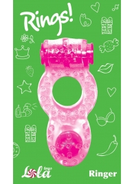 Розовое эрекционное кольцо с вибрацией Rings Ringer - Lola Games - в Нижнекамске купить с доставкой