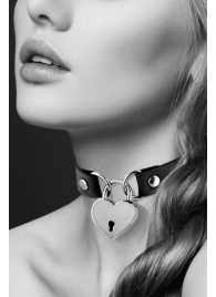 Черный чокер с замком в форме сердца - Bijoux Pour Toi - купить с доставкой в Нижнекамске