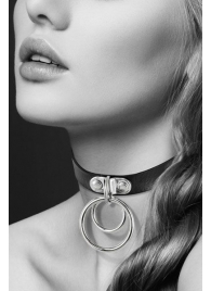Черный чокер с двумя кольцами - Bijoux Pour Toi - купить с доставкой в Нижнекамске
