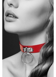 Красный узенький чокер с кольцом - Bijoux Pour Toi - купить с доставкой в Нижнекамске