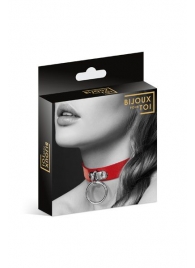 Красный узенький чокер с кольцом - Bijoux Pour Toi - купить с доставкой в Нижнекамске