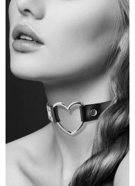 Чёрный чокер с кольцом в форме сердца - Bijoux Pour Toi - купить с доставкой в Нижнекамске