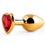 Золотистая анальная пробка с красным стразом-сердечком - 8 см. - Anal Jewelry Plug - купить с доставкой в Нижнекамске